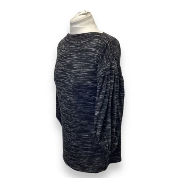 Max Edition Women’s Oversized Balloon Sleeve Marled Sweater, Black, size M - Picture 2 of 7